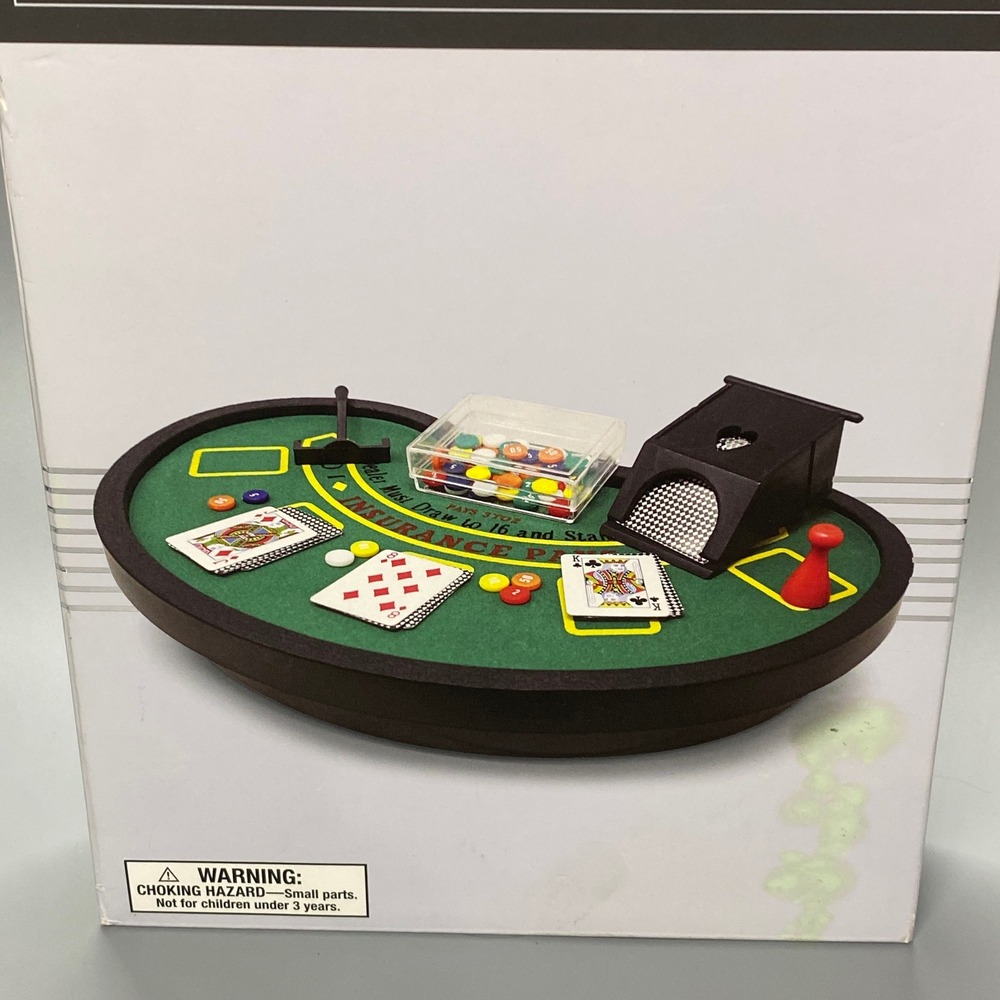 Dashing Blackjack Table Game Green New Mini Desktop Casino Set - Picture 4 of 14